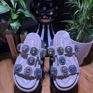 Kurt Geiger Women's Sandals with Multicolor Gem Accents